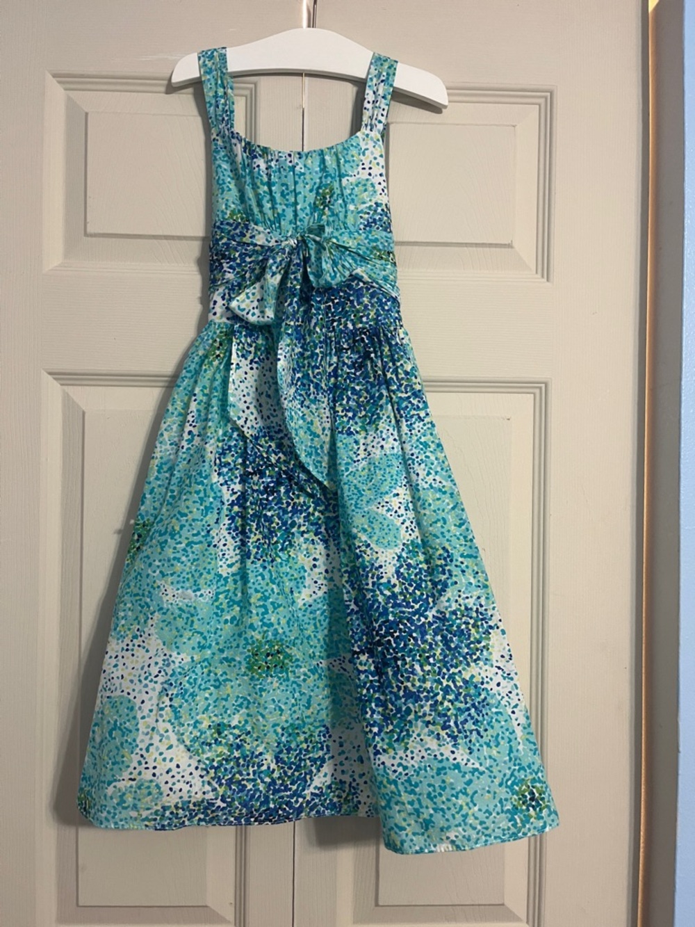 Bonnie Jean Aqua and Teal Floral Bow Dress